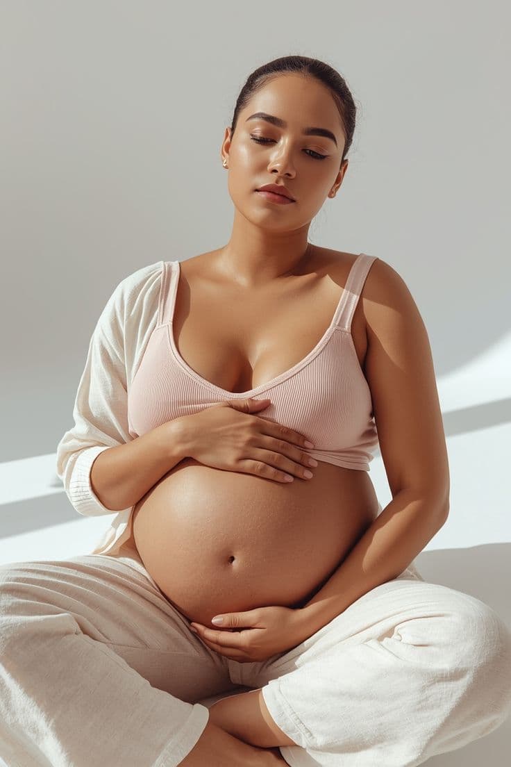 Caring photograph of a pregnant woman's belly